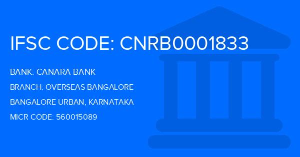 Canara Bank Overseas Bangalore Branch IFSC Code