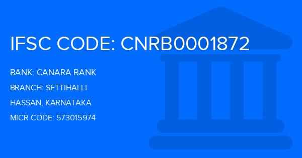 Canara Bank Settihalli Branch IFSC Code
