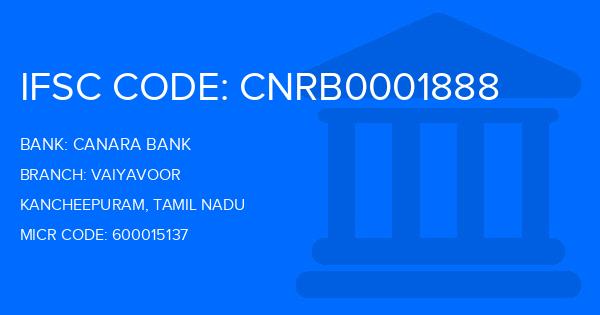 Canara Bank Vaiyavoor Branch IFSC Code