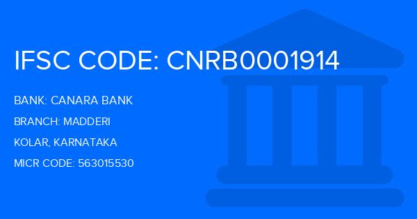 Canara Bank Madderi Branch IFSC Code