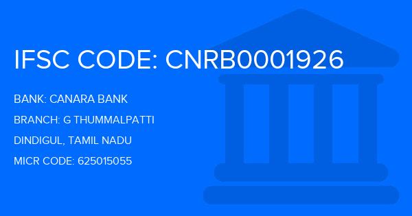 Canara Bank G Thummalpatti Branch IFSC Code