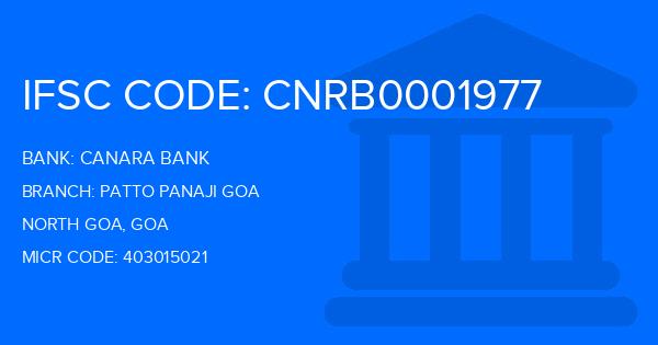Canara Bank Patto Panaji Goa Branch IFSC Code