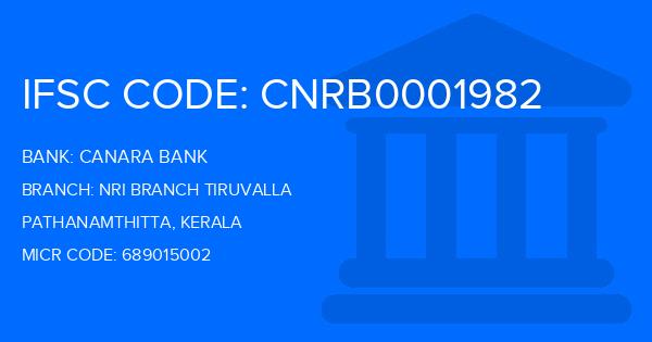 Canara Bank Nri Branch Tiruvalla Branch IFSC Code