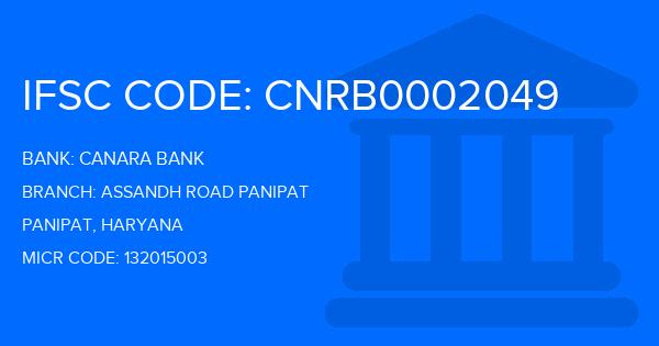 Canara Bank Assandh Road Panipat Branch IFSC Code