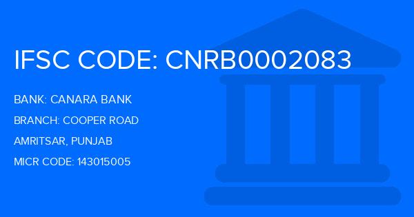 Canara Bank Cooper Road Branch IFSC Code