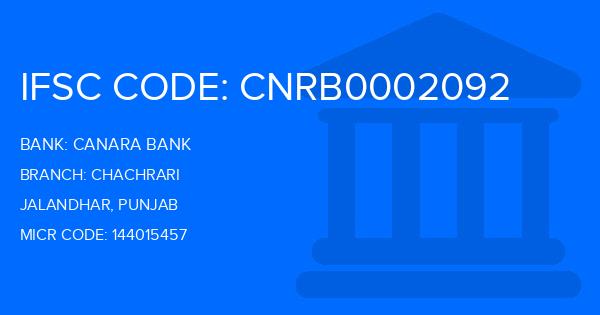 Canara Bank Chachrari Branch IFSC Code