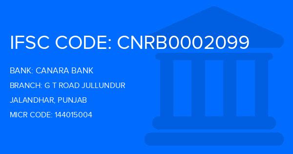 Canara Bank G T Road Jullundur Branch IFSC Code
