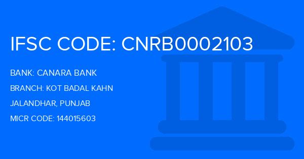 Canara Bank Kot Badal Kahn Branch IFSC Code