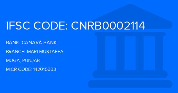 Canara Bank Mari Mustaffa Branch IFSC Code
