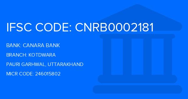 Canara Bank Kotdwara Branch IFSC Code