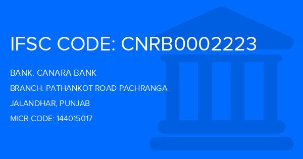 Canara Bank Pathankot Road Pachranga Branch IFSC Code