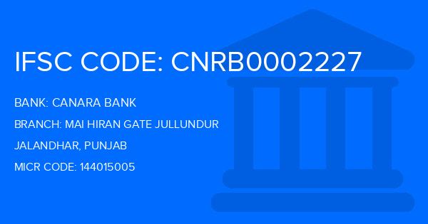 Canara Bank Mai Hiran Gate Jullundur Branch IFSC Code