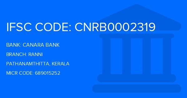 Canara Bank Ranni Branch IFSC Code