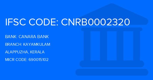 Canara Bank Kayamkulam Branch IFSC Code