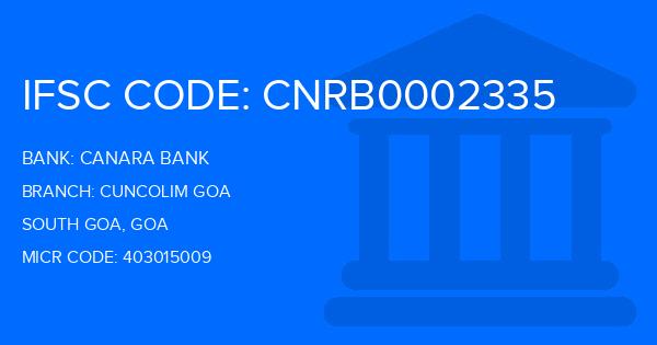 Canara Bank Cuncolim Goa Branch IFSC Code
