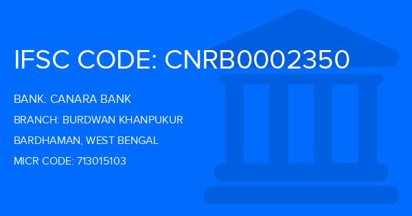 Canara Bank Burdwan Khanpukur Branch IFSC Code