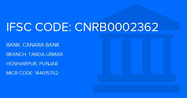 Canara Bank Tanda Urmar Branch IFSC Code