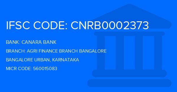 Canara Bank Agri Finance Branch Bangalore Branch IFSC Code
