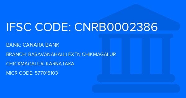 Canara Bank Basavanahalli Extn Chikmagalur Branch IFSC Code