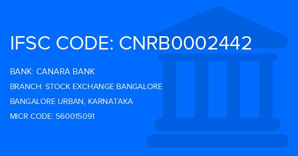 Canara Bank Stock Exchange Bangalore Branch IFSC Code