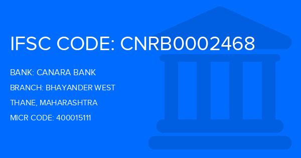 Canara Bank Bhayander West Branch IFSC Code