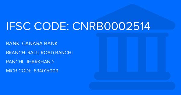 Canara Bank Ratu Road Ranchi Branch IFSC Code