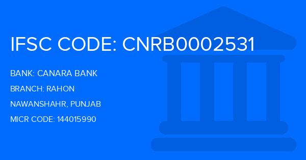 Canara Bank Rahon Branch IFSC Code