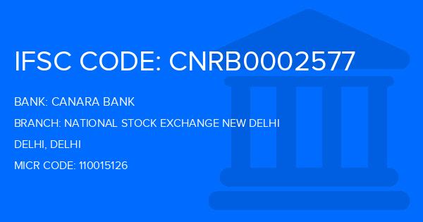 Canara Bank National Stock Exchange New Delhi Branch IFSC Code