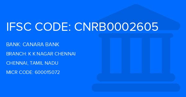 Canara Bank K K Nagar Chennai Branch IFSC Code