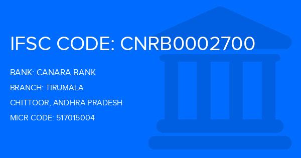 Canara Bank Tirumala Branch IFSC Code