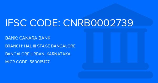 Canara Bank Hal Iii Stage Bangalore Branch IFSC Code