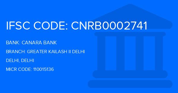 Canara Bank Greater Kailash Ii Delhi Branch IFSC Code