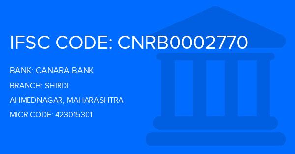 Canara Bank Shirdi Branch IFSC Code