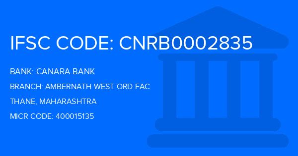 Canara Bank Ambernath West Ord Fac Branch IFSC Code