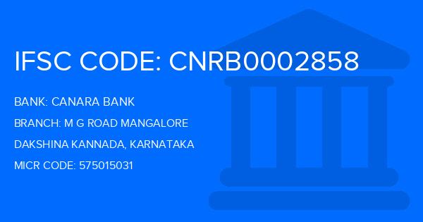 Canara Bank M G Road Mangalore Branch IFSC Code