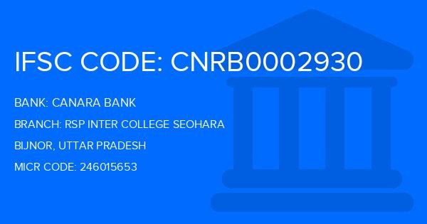 Canara Bank Rsp Inter College Seohara Branch IFSC Code