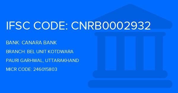 Canara Bank Bel Unit Kotdwara Branch IFSC Code