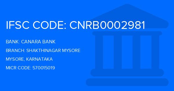 Canara Bank Shakthinagar Mysore Branch IFSC Code