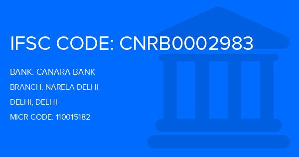 Canara Bank Narela Delhi Branch IFSC Code