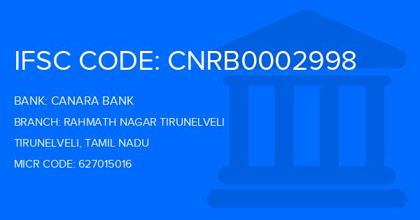 Canara Bank Rahmath Nagar Tirunelveli Branch IFSC Code