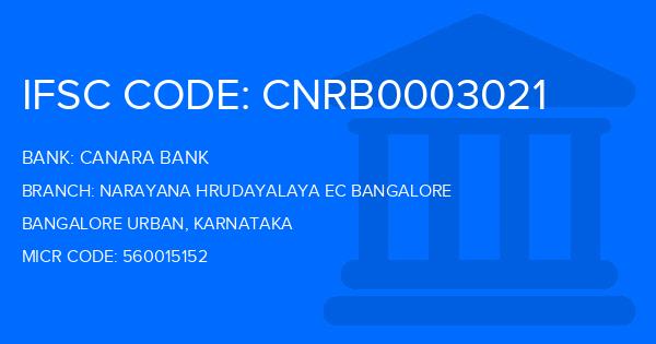 Canara Bank Narayana Hrudayalaya Ec Bangalore Branch IFSC Code