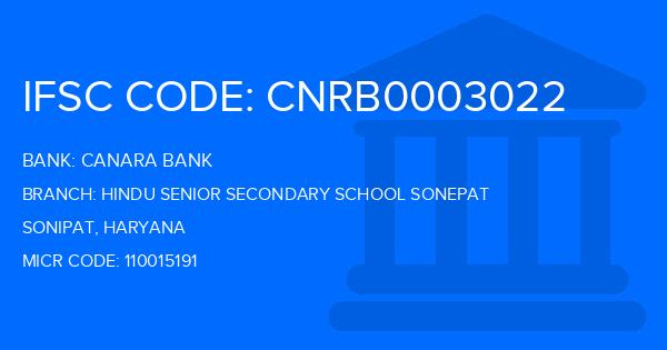 Canara Bank Hindu Senior Secondary School Sonepat Branch IFSC Code