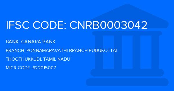 Canara Bank Ponnamaravathi Branch Pudukottai Branch IFSC Code