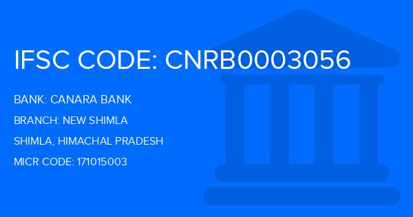Canara Bank New Shimla Branch IFSC Code