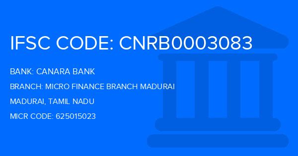 Canara Bank Micro Finance Branch Madurai Branch IFSC Code