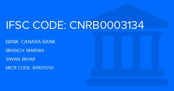 Canara Bank Mairwa Branch IFSC Code
