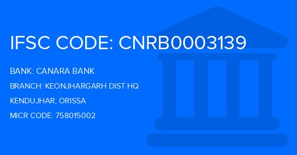 Canara Bank Keonjhargarh Dist Hq Branch IFSC Code
