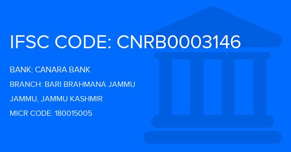 Canara Bank Bari Brahmana Jammu Branch IFSC Code