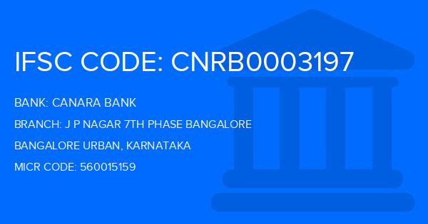 Canara Bank J P Nagar 7Th Phase Bangalore Branch IFSC Code