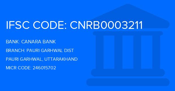 Canara Bank Pauri Garhwal Dist Branch IFSC Code